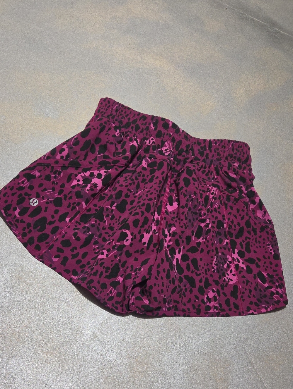 lululemon athletica Magenta and Black Leopard Print Athletic Shorts